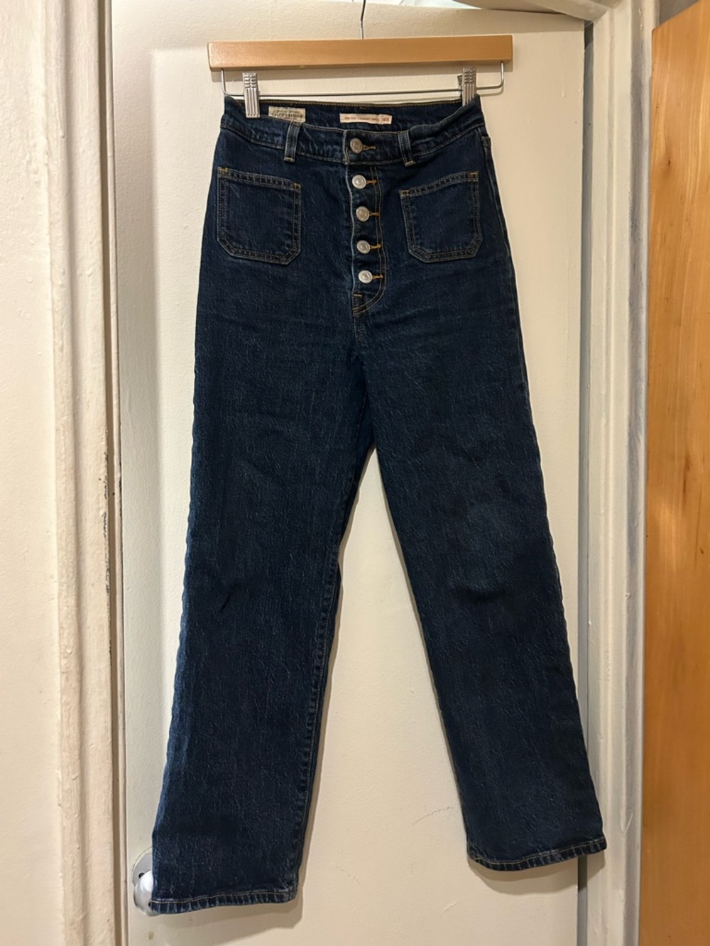 Levi’s Ribcage Straight Ankle Button-Front Women’s Jeans - Dark Indigo